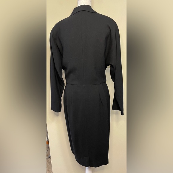 Pia Rucci Women’s Black Vintage Dress 100 % Wool Wrap Long Sleeves Size 10. NWT - Picture 14 of 17